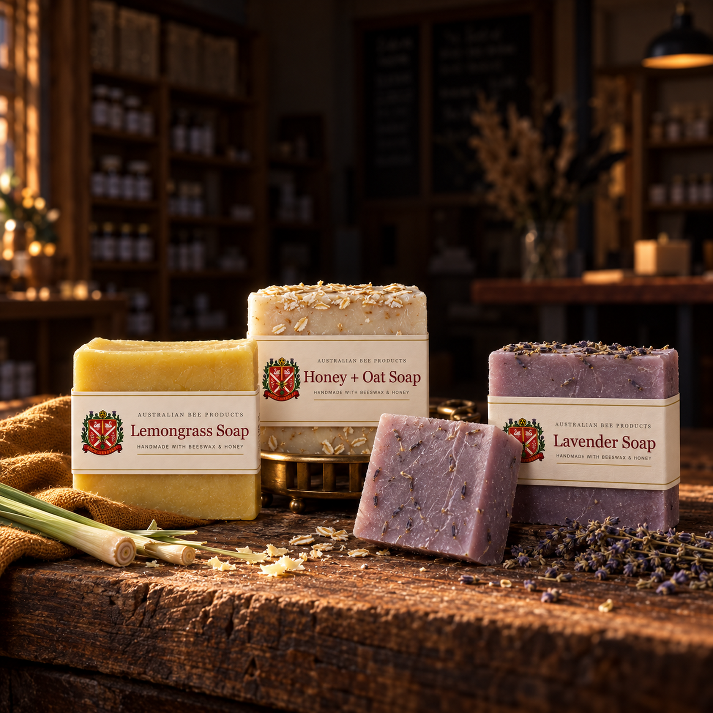 Handmade beeswax soaps collection