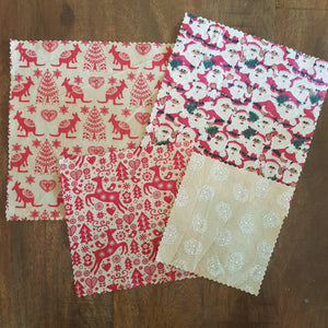 Christmas Beeswax Food Wraps (4 Pack)