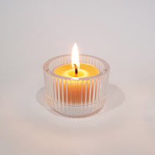 Load image into Gallery viewer, Beeswax Tealight Candles with Round Glass Holders