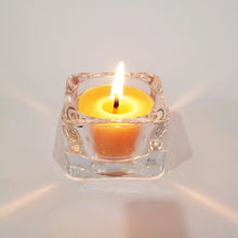 Load image into Gallery viewer, Beeswax Tealight Candles with Square Glass Holders