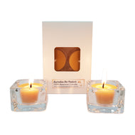 Beeswax Tealight Candles with Square Glass Holders